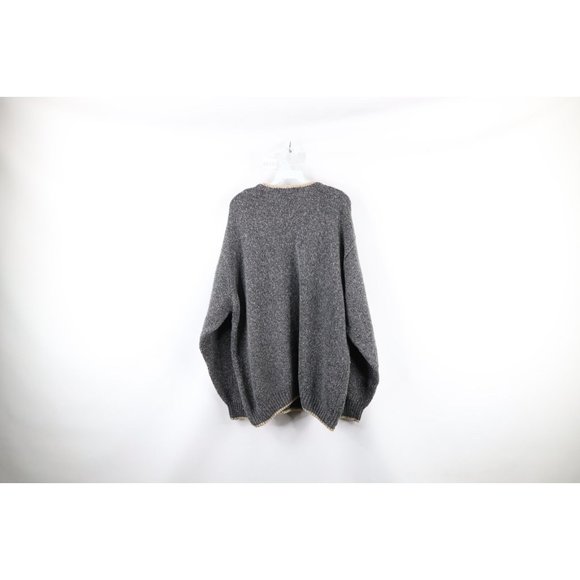 Vintage 90s Streetwear Mens 2XL XXL Blank Wool Blend Knit V-Neck Sweater Gray - Picture 5 of 7